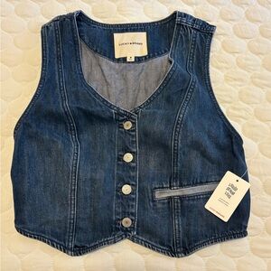 Lucky Brand Blue Denim Button Vest Size M
